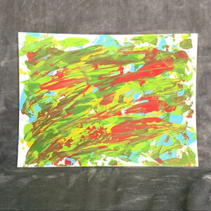 9”x12” Original Artwork! Blue, red, yellow, green